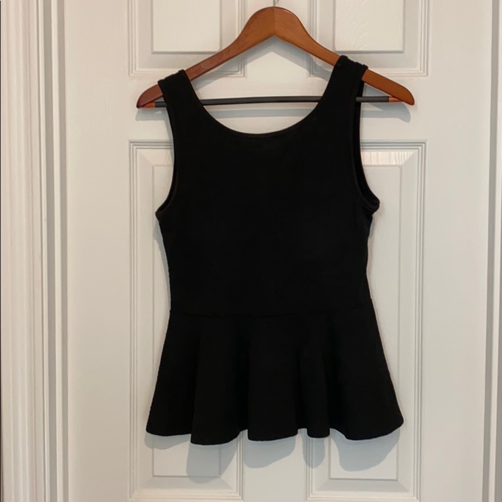 Black peplum top with texture